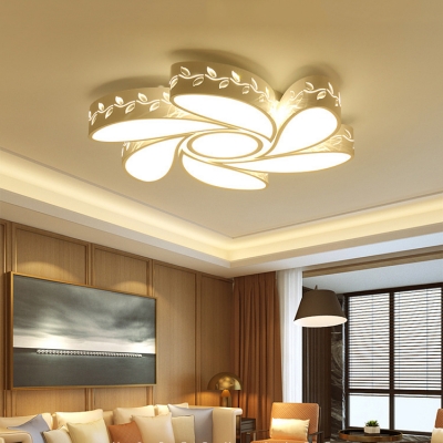 Metal Floral Theme Ceiling Fixture Modern LED Flush Ceiling Light in Warm White/White for Study Room