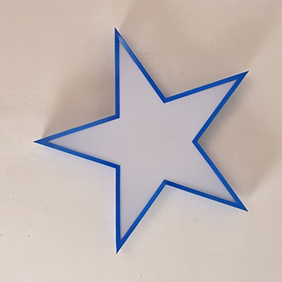 Modern Blue/Red Flush Mount Light with Star Acrylic Eye-Caring Ceiling Fixture for Nursing Room