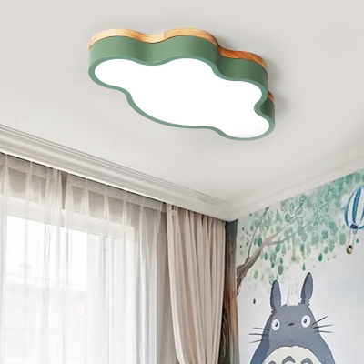 Nordic Style Cloud Ceiling Light Acrylic Candy Colored LED Flush Light in Warm/White for Study Room