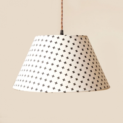 One Light Tapered Shade LED Ceiling Pendant Contemporary Fabric Pendant Light in White for Bedroom