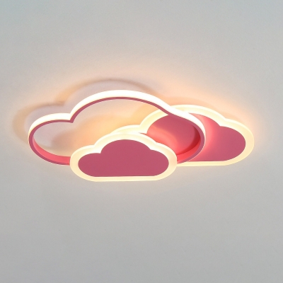 Pink/White Cloud LED Flush Light Lovely Aluminum Ceiling Light in Warm/White for Kindergarten