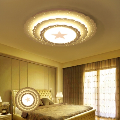 Red Star LED Ceiling Mount Light Creative Metal Flush Light in Warm White/White for Living Room