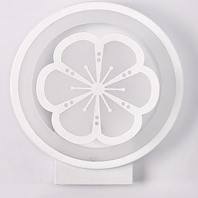 Remote Control Flower Sconce Lamp Acrylic White LED Wall Lamp in Warm for Boy Girl Bedroom