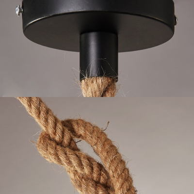 Rustic Style Basket Suspension Light Manila Rope 1 Light Beige Hanging Lamp for Cloth Shop