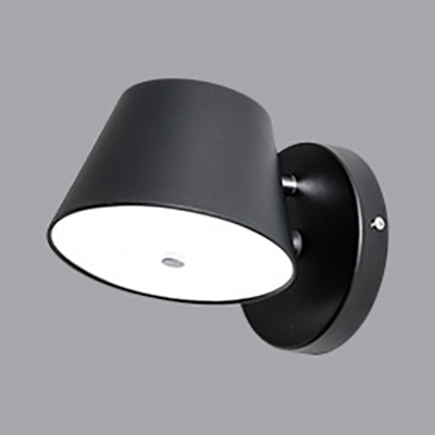 Simple Style Black/White Wall Light Tapered Rotatable Metal Sconce Light in Warm for Hallway