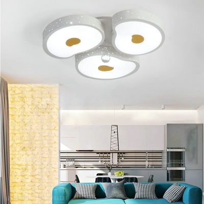 3/5 Heads Petal LED Flush Light with Crystal Modern Metal Stepless Dimming/Third Gear Ceiling Lamp for Living Room