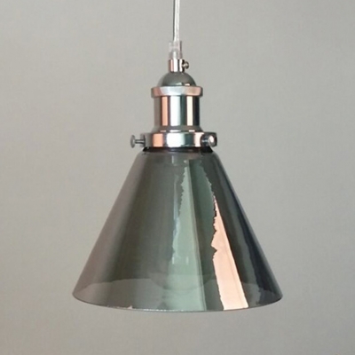 Smoke Gray Barn/Funnel Hanging Light 1 Light Antique Style Glass Ceiling Pendant for Dinning Table