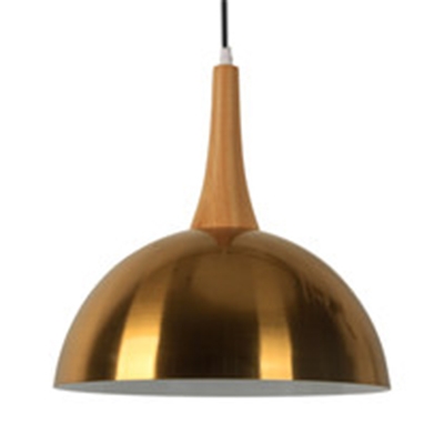 Dome Shade Office Suspension Light Metal 1 Light Contemporary Hanging Light in Brass Finish