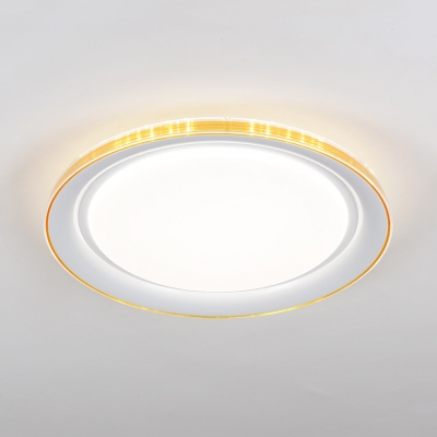 Contemporary Circle Flush Mount Light Acrylic LED Ceiling Light in Blue/Brown/Gold with White Lighting for Bedroom