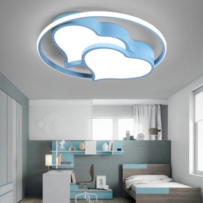 Acrylic Heart LED Ceiling Mount Light Kid Bedroom Nordic Style Candy Colored Flush Light in Warm/White/Stepless Dimming