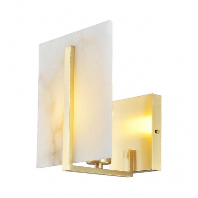 Bedroom Stair Square Panel Wall Light Metal Single Light Traditional White Sconce Lamp