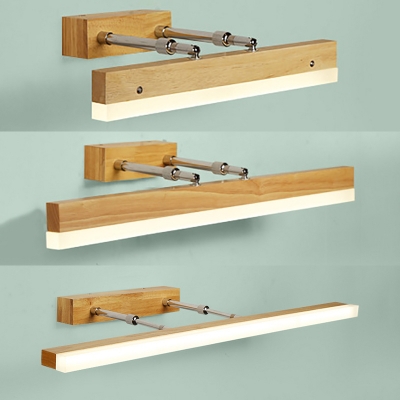 Beige Linear Extendable Wall Light 16/23.5/31.5 Inch Modern Wood LED Sconce Light in Warm for Bedroom