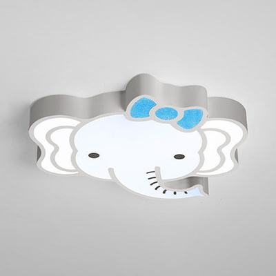 Boy Girl Bedroom Elephant Ceiling Lamp Acrylic Cute Blue/White LED Flush Light in Warm/White