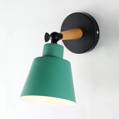 Bucket Dining Room Wall Lamp Metal 1 Light Modern Macaron Color Sconce Light with Adjustable Angle