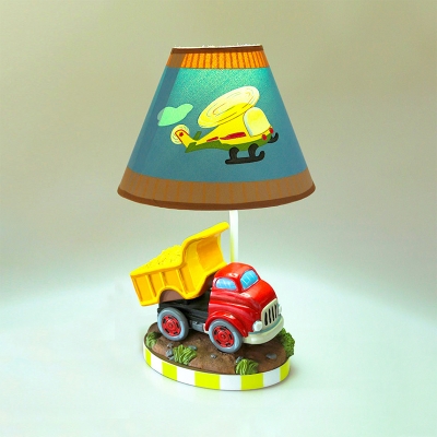 Cartoon Truck LED Study Light Fabric 1 Light Energy Saving Desk Light for Child Bedroom