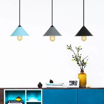 Cone Shade Dining Room Pendant Light Metal & Edison Bulb 1 Light Macaron Loft Pendant Lamp