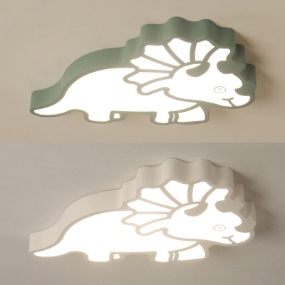 Creative Dinosaur LED Ceiling Light Acrylic Green/White Flush Light in Warm/White for Kid Bedroom