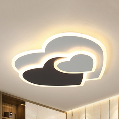 Creative Heart Flush Mount Light 3-Tier Metal LED Ceiling Fixture in Warm/White for Living Room
