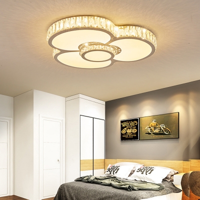 Cute Flower LED Ceiling Mount Light Acrylic White Lighting Ceiling Lamp with Crystal for Girl Bedroom