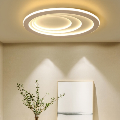Eye-Caring Ring Ceiling Lamp Contemporary Metal LED Flush Mount Light in Warm/White/Third Gear for Bedroom