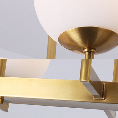 Frosted Glass Globe Pendant Lamp 10 Lights Traditional Island Light in Brass for Living Room