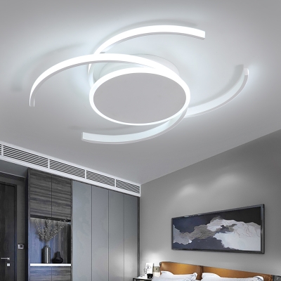 Living Room Half-Circle Flush Mount Light Acrylic White LED Ceiling Lamp in Warm/White