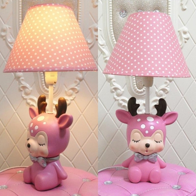 Lovely Bow Deer Reading Light Resin 1 Light Blue/Pink LED Desk Lamp with Plug In Cord for Kid Bedroom