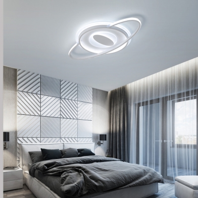 Metal Planet LED Ceiling Fixture Creative Stepless Dimming/Warm/White Flush Mount Light for Boys Bedroom