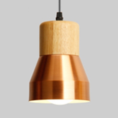 Metal & Wood Pendant Light 1 Light Modern Style Hanging Light in Brass/Copper for Living Room