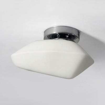 Modern White Flush Ceiling Light Stone Shape 1 Light Opal Glass Ceiling Lamp for Stair Bathroom