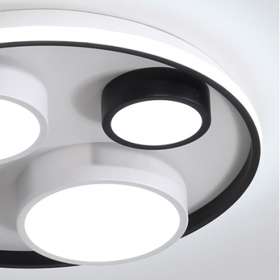 Nordic Black&White LED Flush Mount Light Round Acrylic Ceiling Light in Warm/White for Child Bedroom