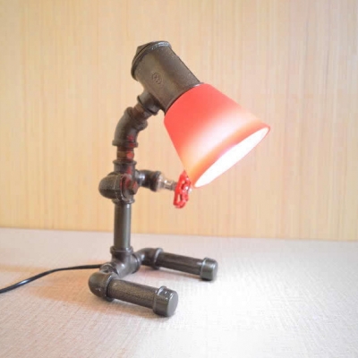 Plastic Bucket Shade Desk Light Study Room 1 Head Vintage Plug In Reading Light with Water Pipe