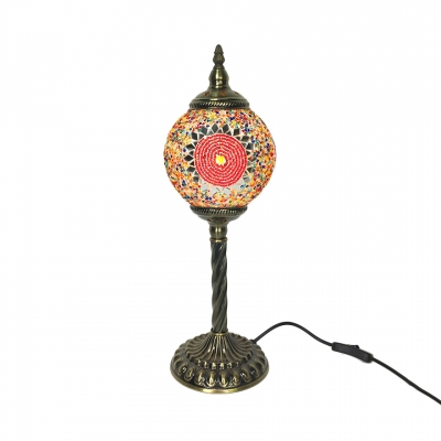 Stained Glass Torch Table Lamp One Light Art Deco Table Light with Plug-In Cord for Study Room