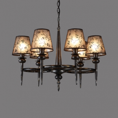 Traditional Black Pendant Lamp Tapered, Black Metal Chandelier With Shades