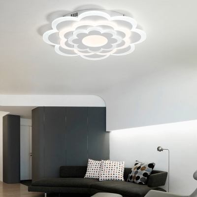 White Petal LED Ceiling Fixture Modern Acrylic Flushmount Light in Warm/White/Stepless Dimming