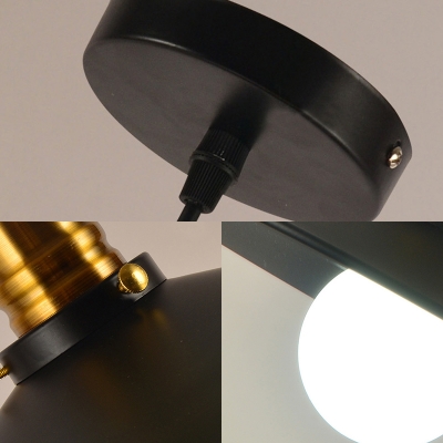 1/2/3 Pack Metal Saucer Pendant Light 1 Light Vintage Style Pendant Lamp in Black for Factory