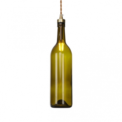 One Light Wine Bottle Ceiling Pendant Retro Loft Glass Multi-Color Choice Hanging Light for Bar