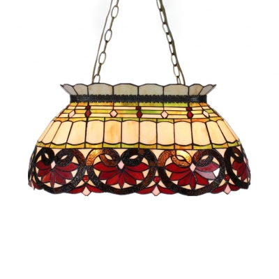 Tiffany Style Baroque/Bead Island Pendant Stained Glass 6 Lights Island Light for Dining Room