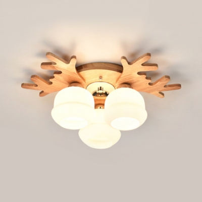 Beige Antlers Led Flush Ceiling Light 3 5 7 Heads Rustic Stylish Wood