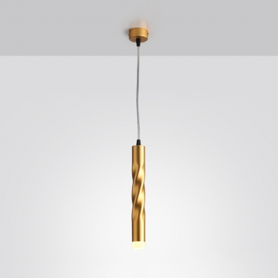 Swirl Linear Restaurant Pendant Light Metal Simple Style Gold Suspension Light with White Lighting