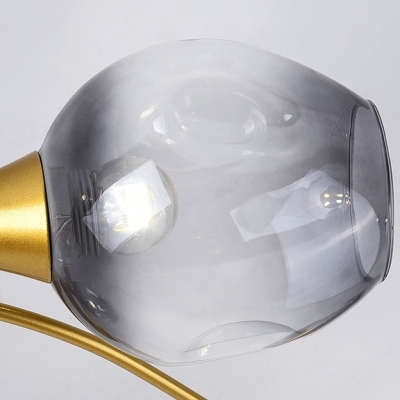 Modern Style Twist Arm Semi Flush Light Smoke Glass 4/6 Heads Gold Ceiling Light for Restaurant