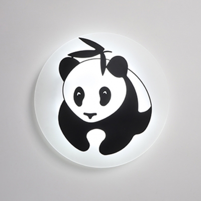 Animal Black LED Ceiling Mount Light Panda Acrylic Flush Light in Warm/White/Third for Baby Bedroom