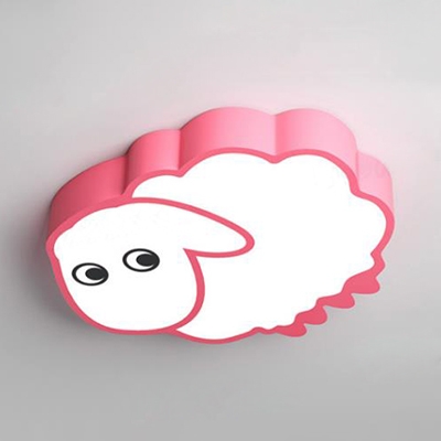 Animal Cartoon Sheep Ceiling Mount Light Acrylic Ceiling Lamp with White Lighting for Girl Bedroom