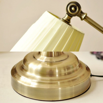 Antique Fold Bucket Shade Reading Light Metal 1 Light Brass Adjustable Desk Light for Office