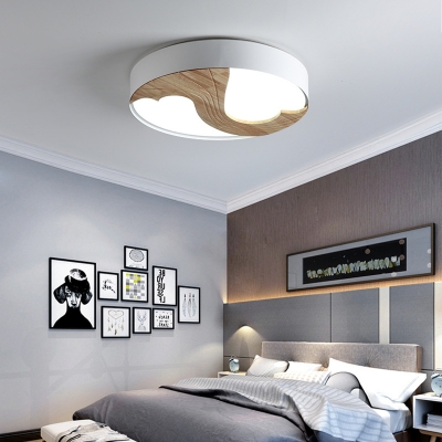 Beige Two Heart Flushmount Light Nordic Style Wood Ceiling Light in Warm/White for Nursing Room