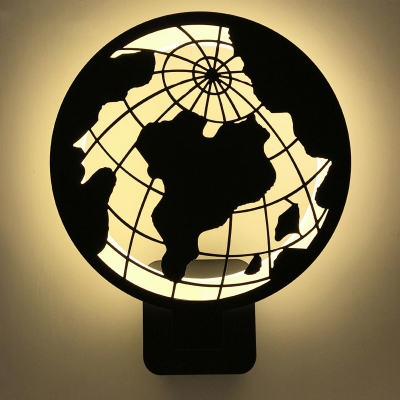 Black Globe LED Wall Light Modern Metal Acrylic Sconce Light in Warm for Bedroom Study Room