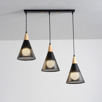 Black/White Cone Ceiling Light 3 Lights Nordic Style Metal Suspension Light for Dining Room