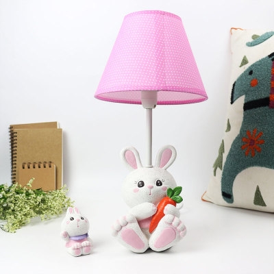 Cartoon Blue/Pink Night Light Carrot Rabbit 1 Light Resin Dimmable Plug In Reading Light for Kid Bedroom