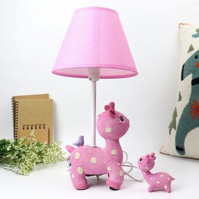 Cartoon Giraffe Desk Lamp Resin 1 Light Blue/Pink Dimmable Plug In Night Light for Bedroom
