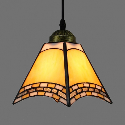 Craftsman Dining Room Pendant Lamp Glass 1 Light Antique Style Ceiling Light in Dark Blue/Green/Sky Blue/Yellow